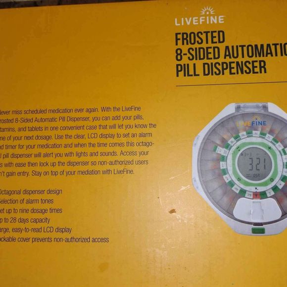 NIB! ~LiveFine~ AUTOMATIC PILL DISPENSER Frosted / 8 Sided / Locking W/Key! - Picture 6 of 9